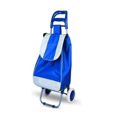 Imagem de Carrinho De Compras Feira Dobrável C/ Rodas Suporta 30 Kg - MHR, Azul