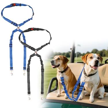 Imagem de Pacote com 2 arnês de carrinho de golfe para cães, coleira de cachorro de estimação para carrinho de golfe, alça ajustável para carrinho de golfe, cinto de segurança para cães de carrinho de golfe