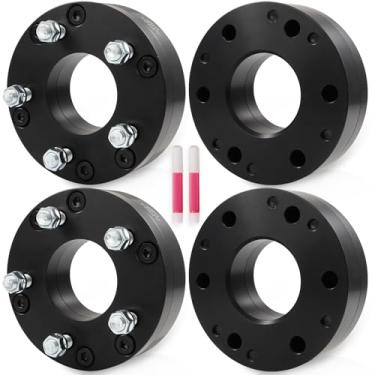 Imagem de ECCPP Conjunto de 4 espaçadores de roda 5.1 cm 5x5 5x127 kit adaptador espaçador de roda com M 14x1,5 furo de cubo 78,1 mm para Avalanche Avalanche 1500 Blazer C2500 Escalade Escalade ESV 6 Lug Preto