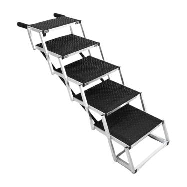 Imagem de Fockety Escadas Dobráveis para Cães para Carro, 5 Etapas Rampa de Cachorro Anti -deslize Extra Com Superfície Não Deslizante e Alça de Espuma Macia, para Sofás de Caminhão SUV Tabelas