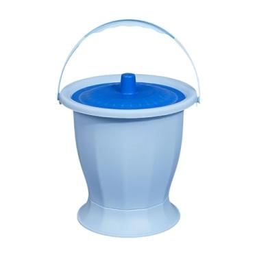 Imagem de OIIBWQ Penico, Mictório com Tampa E Alça, Mictório de Cabeceira, Vaso Sanitário Portátil, Mictório Noturno para Crianças, Uso Doméstico, Azul Sem Anel