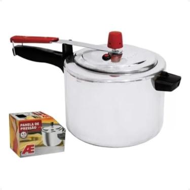 Imagem de Panela de Pressão 4,5L Antiaderente Alumínio Tampa Segura Fechamento Externo Cozimento Rápido Fogão Gás Elétrico Indução
