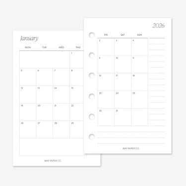 Imagem de MAY PAPER CO. Bolso mensal 2026 com refil de planejador de anotações, agenda mensal em duas páginas para filofax de bolso e agenda de 6 anéis LV PM (meses contínuos, início de segunda-feira)