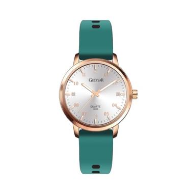 Imagem de RUYEOOK Relógio de quartzo, relógio de pulso feminino moderno casual com pulseira de silicone, marcadores de strass, relógios esportivos à prova d'água, presente para enfermeiras, G682 verde, Casual