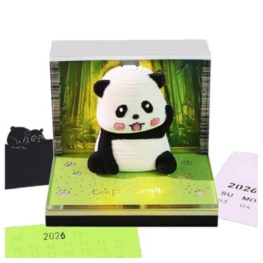 Imagem de LeatherleafWorth Calendário de relógio 3D 2026, bloco de notas artístico em papel com luz LED – Calendário de mesa removível para registro, planejador e rastreador de hábitos, marcador, presente e