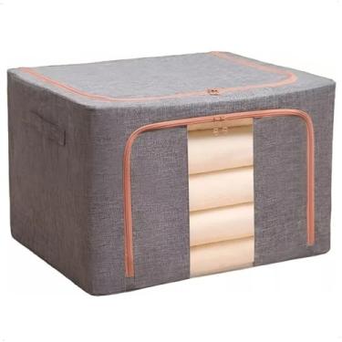 Imagem de Caixa Organizadora Grande Reforçada Multi Uso Roupas Roupas Cobertor Toalha Lençol (Cinza)