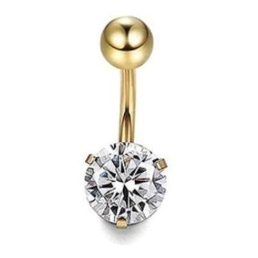Imagem de Piercing De Umbigo Dourado Pedras Aço Cirúrgico Zircônia - DeCastroJoi