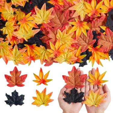 Imagem de NUKAYAI Folhas de outono artificiais folhas de bordo outono decoração de mesa de casamento folha falsa artesanato decoração de Halloween para festa dia de ação de graças outono decoração de casa