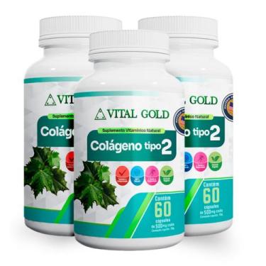 Imagem de COLÁGENO TIPO 2 - 500mg (60 Cápsulas) VITAL GOLD, 03 Unidade