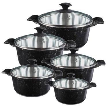 Imagem de Jogo Panelas Preto Liso Alumínio Usinado Javali Aa 16 A 24