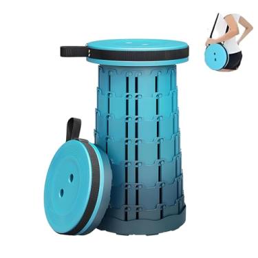 Imagem de HOGXUAE Banqueta telescópica portátil, banqueta dobrável retrátil para acampamento, jardim, pesca, caminhadas, viagens, churrasco, bancos dobráveis ajustáveis (azul gradiente)