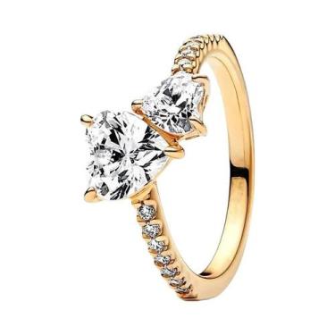 Imagem de Anel Feminino De Coração Chakra Turquesa Preto E Rosa ME Joia Fina Ori