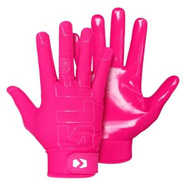 Imagem de SLEEFS Luvas de futebol juvenil para meninos e meninas, luvas de futebol rosa neon para jovens, homens ou mulheres adultos, ajuste elástico, não escorrega, aderência perfeita, lavável na máquina
