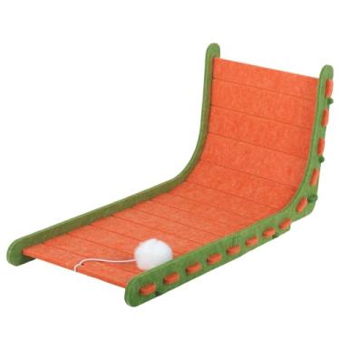 Imagem de Arranhador para gatos em tecido de feltro para ambientes internos, seguros e estáveis, textura premium, fácil de limpar, elástico em forma de L ou T, arranhador de papelão com bola, brinquedo para