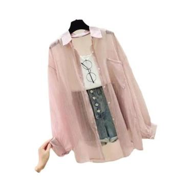 Imagem de Blusa De Chiffon Transparente Feminina De Verão Estilo Coreano Harajuk