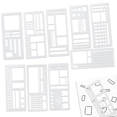 Imagem de 9pcs Molde Flexível Feito à Mão, 13,3x5,8cm Conjunto de Moldes Diário em Pontos Reutilizáveis para Planejador, Moldes para Scrapbook Caderno DIY Desenho e Layouts Criativos de Notas