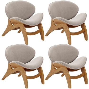 Imagem de Kit 4 Poltronas Decorativa Orgânica Sala Living Kadosh L02 Bouclê Creme - Lyam Decor