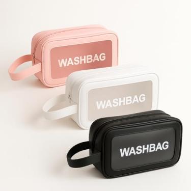 Imagem de Necessaire Feminina Sortida Com Alça Bolsa Maquiagem Viagem Compacta Organizador Cosméticos Zíper Estampada Portátil