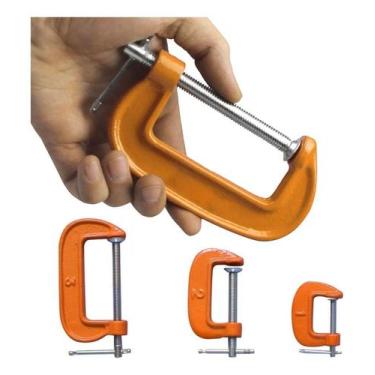 Imagem de Jogo De Sargento Grampo Tipo C Carpintaria Marcenaria 3peças - IDEIAPR