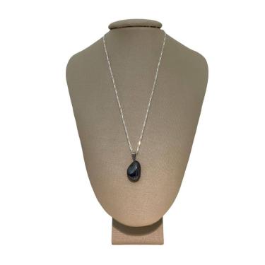 Imagem de Colar Cadeado Prata 925 Hematita Polida Ponte Vecchio Joias