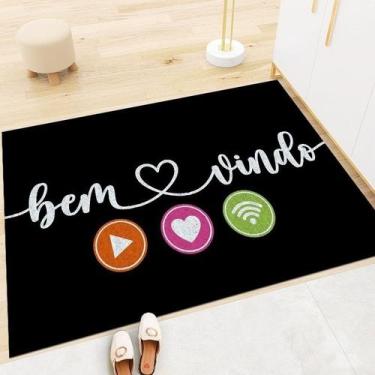 Imagem de Tapete Porta Doce Lar Emborrachado 58x38cm  Antiderrapante e Decorativ