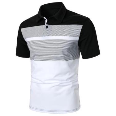 Imagem de Camisa de golfe SOLY HUX Camiseta masculina de trabalho casual de mang