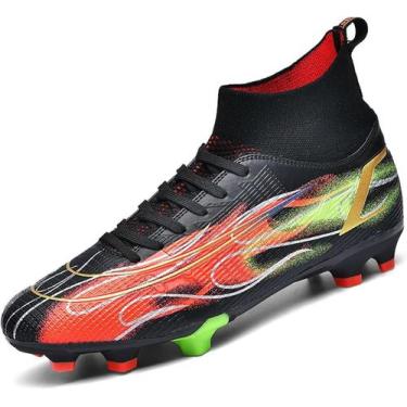 Imagem de Tênis de futebol masculinos de futebol com pontas longas, couro e borr