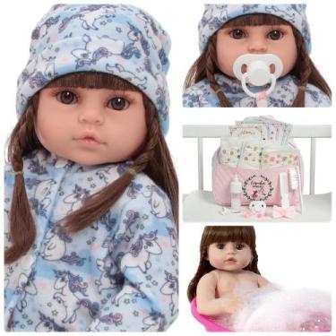 Imagem de Boneca Reborn De Silicone Com Bolsa Maternidade Pijama Fofo - Cegonha 