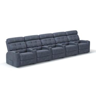 Imagem de Sofá 5 Lugares Reclinável Elétrico Massageador em Tecido Suede Linha C