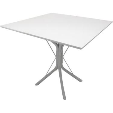 Imagem de Mesa Jantar 70cm Mdf Quadrada Base Apoio 4 Ana Metal - Jthome, Branco,
