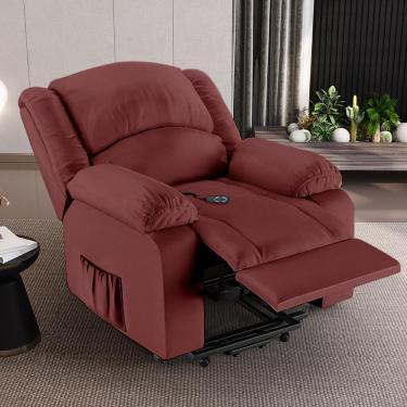 Imagem de Poltrona do Papai Reclinável Sala de Cinema Madrid Elevação Lift Elétrico PU Vermelho  G23