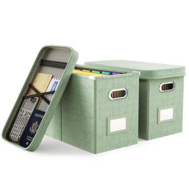 Imagem de Caixa de armazenamento de arquivos Oterri Letter Size com bolso de mal