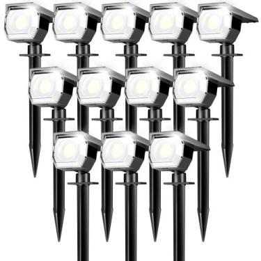 Imagem de Holofotes solares Peasur, pacote com 12, impermeáveis ao ar livre, 3 m
