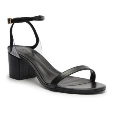 Imagem de Sandália Salto Médio Bloco Básica Feche Metalizado Schutz Preto-Feminino