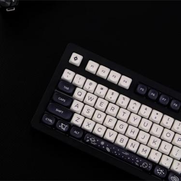 Imagem de ILYCHEEGAMI PBT Keycap MOA Galaxy White and Black Theme Mechanical Keyboard Cap Five-Side Dye Sublimation Round Keycap Customization (MOA-Galaxy White)