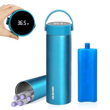 Imagem de Estojo de viagem refrigerador insulina YOUSHARES - Refrigeração verificada por 48 horas com visor de temperatura, frascos para caneta medicamento aprovados pela TSA com visor digital temperatura ℃/℉