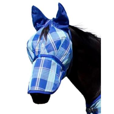 Imagem de Máscara de mosca Kensington Signature com nariz removível, orelhas de malha macia e abertura do forelock: M-Small Horse Color: 141 - Blue Ice