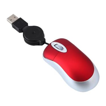 Imagem de Mini mouse com fio, mouse USB óptico portátil de viagem de tamanho pequeno com cabo USB retrátil mouse compacto para mãos pequenas para PC, laptop, computador, mesa, casa, escola, crianças, meninas