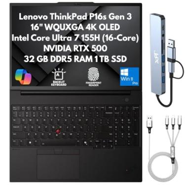Imagem de Lenovo ThinkPad P16s Gen 3 Mobile Workstation Laptop 2025, 40.6 cm WQUXGA 4K OLED, Intel 16-Core Ultra 7 155H, 32GB RAM, 1TB SSD, NVIDIA RTX 500, Thunderbolt 4, FPReader, IR Cam, Copilot Windows 11