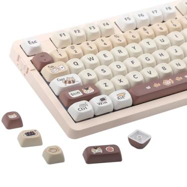 Imagem de AKepopery Sushi Cat Theme PBT teclas perfil MOA conjunto de teclas 5 lados sublimação 134 teclas para 60% 65% 70% 75% 100% Cherry Gateron MX interruptores mecânicos