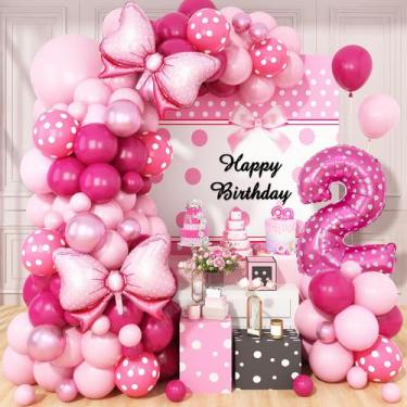 Imagem de Decorações de balões de aniversário Dagelar Pink 2º aniversário