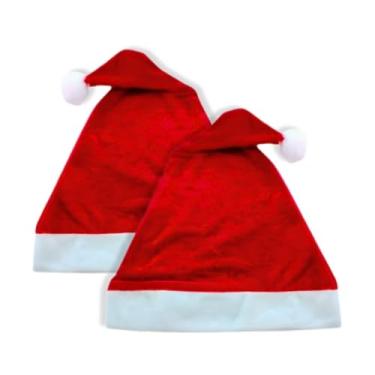 Imagem de Kit 02 Gorro Gorrinho Papai e Mamãe Noel Natal Fantasia Veludo