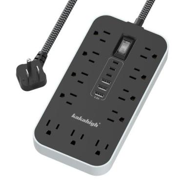 Imagem de Faixa de alimentação: até 3 m, 11 tomadas, 6 USB, 24 W, carregamento -
