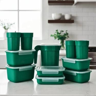 Imagem de Kit Potes Cozinha com Trava Jarra e Copo Reutilizáveis Plástico Livre 