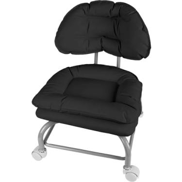 Imagem de Banqueta de rodinhas com descanso para as costas VAPAA TAIDE Cadeira rolante resistente com rodas para escritório em casa, mecânico, garagem mecânica, limpeza de pisos, loja preta