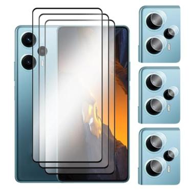 Imagem de Para POCO F5 5G F3 F4 GT F5 Pro, 6 em 1 Vidro Temperado 2.5D Capa Completa Protetor de Tela Filme 6,67 polegadas