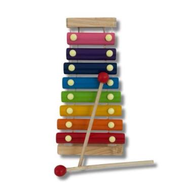 Imagem de Xilofone Com teclas Coloridas Musical Com Duas Baquetas De Madeira Inf
