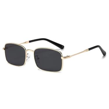 Imagem de HPIRME Óculos de sol de metal da moda, masculino, resistente a raios UV, feminino, esportivo, luxo, UV400 (dourado e preto)