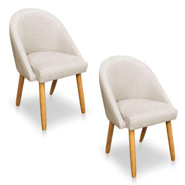 Imagem de Kit 02 Cadeiras Jantar Bela Linho Pés Palito Castanho - Pallazio Bege