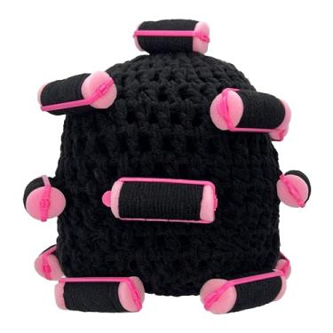 Imagem de Hshsclth Gorro de fantasia de senhora para mulheres, peruca engraçada de avó, chapéu de tricô com modeladores, 100 dias de escola para crianças e meninas, Visual de peruca preta, tamanho �nico